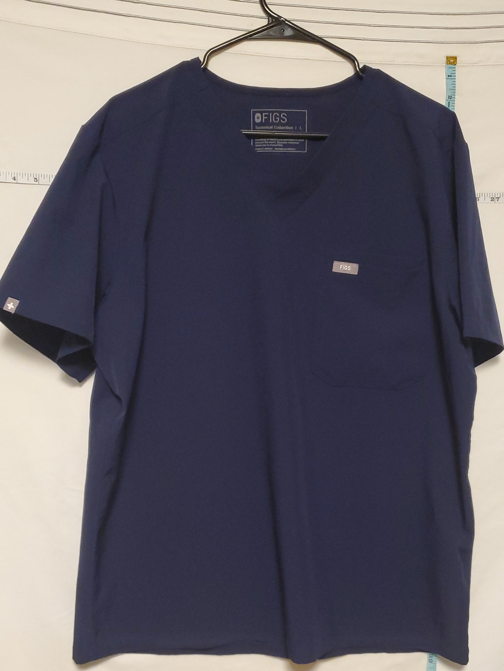 Figs Technical Collection Blue Short Sleeve Top Size Lg